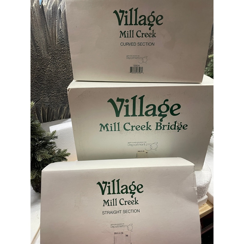 Department 56 Village MILL CREEK BRIDGE Straight & Curved Section 3pc Bundle